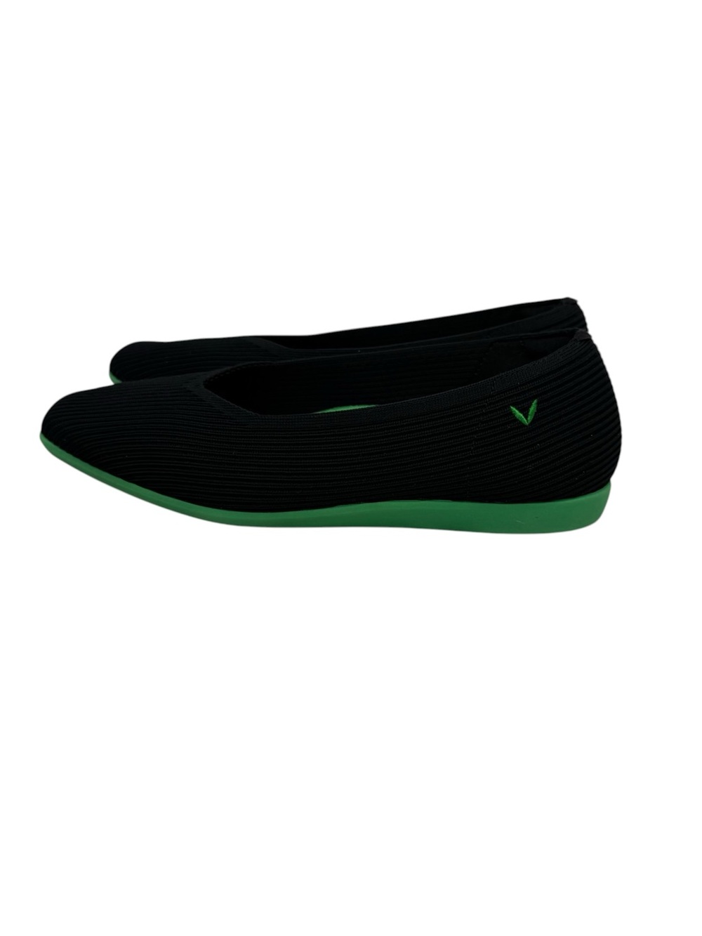 VIVAIA Margot Square-Toe Flat Women’s Sz 38 Black Green Knit Sustainable Comfort - Picture 3 of 13